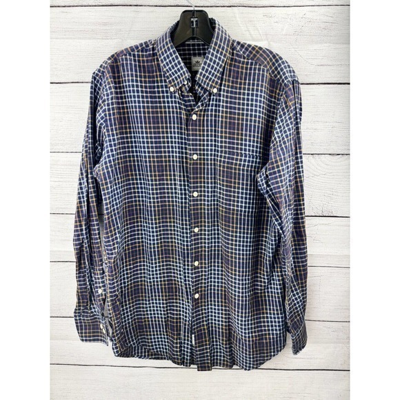 Peter Millar Button Down Shirt Plaid Long Sleeve Collared Casual Mens‎ Medium - Picture 1 of 11